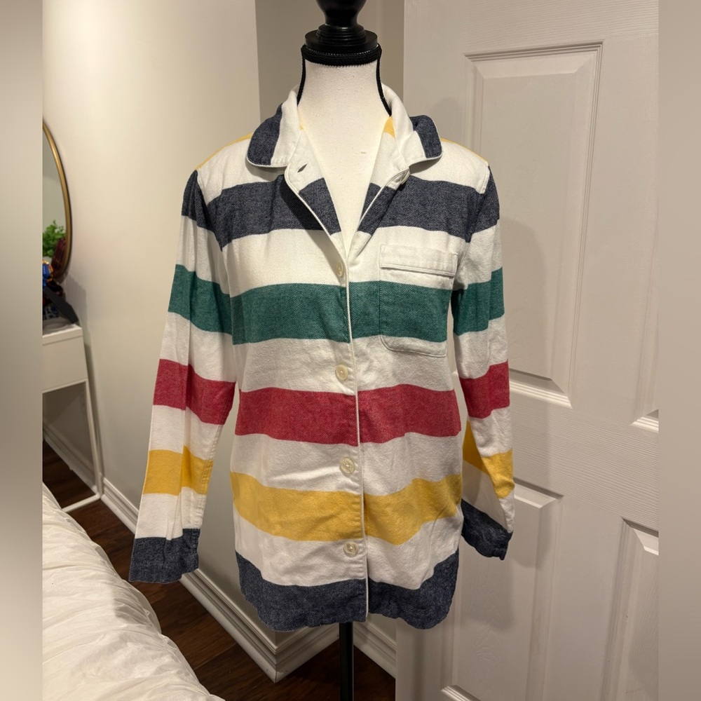 Hudson’s Bay Iconic Striped 100% Cotton Pajama Shirt Top XS